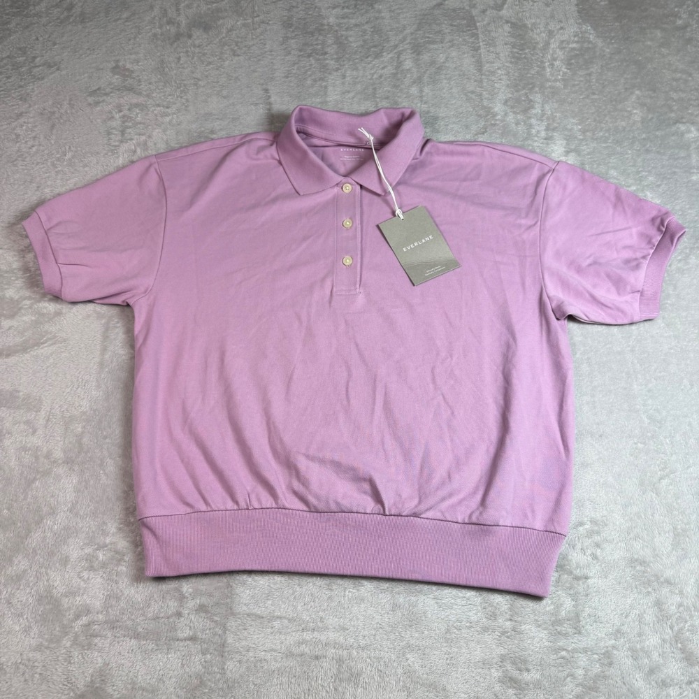New Everlane The Organic Cotton Oversized Polo Mauve Pink‎ Short Sleeve Shirt S
